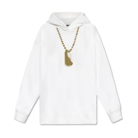 MM6 Maison Margiela Printed hoodie Hvid, Dame