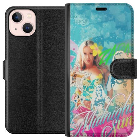 Yhteensopiva Lompakkokotelo Apple iPhone 13 Seikkailumaailma Steve, Creeper ja eläimillä värikkäässä palikkagrafiikassa