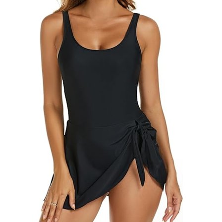 Badedragt Kjole Dame Badedragter Svømmedragter Nederdele Kontrol Badedragt - Sort - Størrelse M black