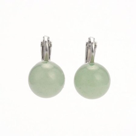 1 Par Handgjorda Clips Clips örhängen med 12 mm. runda Halv Ädelstenar.