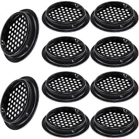 Runde Ventilationsgitter 10 stk. Runde Udvendige Ventilationsgitter 53 mm Rustfrit Stål Sort Ventilationsgitter Sørg for Luftgennemstrømning til 