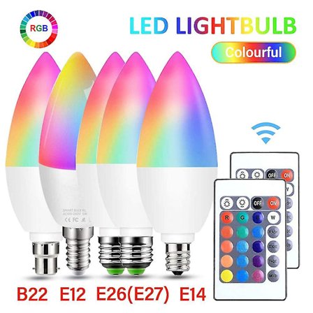 Ny Rgb Led Färg Smart Ändrande Lampa Fjärrkontroll E12/e14/e26/e27/b22 Inomhus