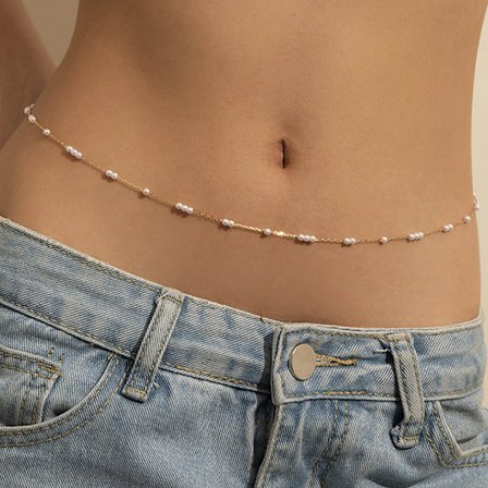 Pearl Belly Body Chains Gull Midjekjede Strand Bikini Mote Bo