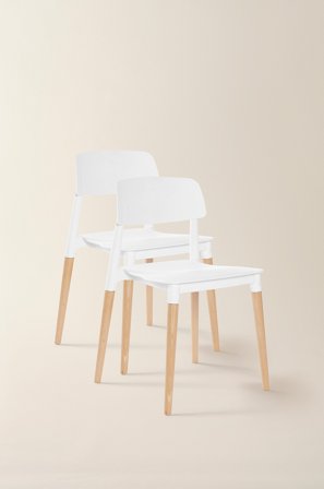 Jotex - Stol 2-pk Hvit - HALMSTAD - Kjøp Spisestoler & kjøkkenstoler hos Jotex