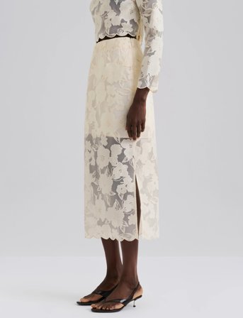 Malina Anabelle Lace Midi Skirt - Cream - 42