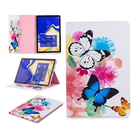Samsung Galaxy Tab S4 kuviollinen syntetti nahkainen suojakotelo missä kortti paikat - Kukkivat Kukat