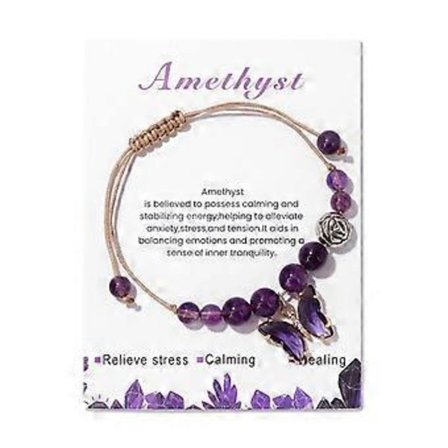 Unikt Kristallfjärilsarmband Berlock Handgjorda Armringar Sött Djurhänge Flätade Armband Handsmycken för Kvinnor Lila (Lila)