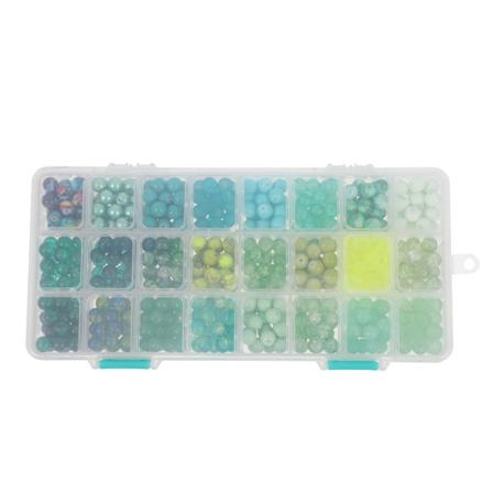 1 Ask med enkla runda glaspärlor Dekorativa lösa pärlor DIY Smycken Distanspärlor Grön 0,8X0,8X0,8CM Green 0.8X0.8X0.8CM