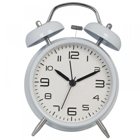 Klassisk lydløs og ikke-tikende kvarts dobbelt ur alarmur, egnet til børn, batteridrevet (ekskl. batteri) - Hvid