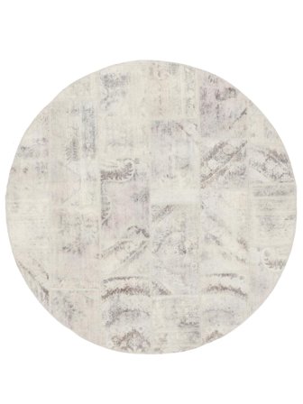 Ø 196 Tapis Patchwork - Turkiet Moderne Rond Jaune/Orange (Laine, Turquie) Carpetvista