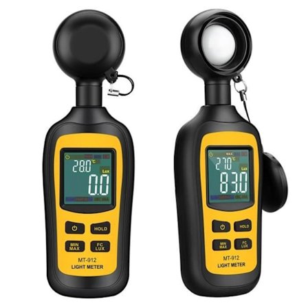 2 stk. Luxmeter Digital Lysmåler Bærbar Lystester Temperaturmåler 200.000 Lux LCD-skærm