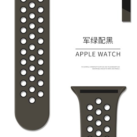 Klockarmband för Apple Watch iWatch 38/40/41/42mm Förlängd/L Militärgrön med Svart
