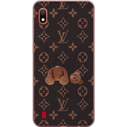 Kompatibel Mobilcover til Samsung Samsung Galaxy A10 Luksuriøst monogrammønster med knust bamse i mørk modeæstetik
