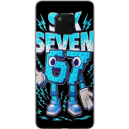 Yhteensopiva Puhelinkuori Huawei Huawei Mate 20 Pro Lelukas sininen kuvaus numeroilla Six Seven retro-arkadityyliä vahvalla typografialla ja graafise