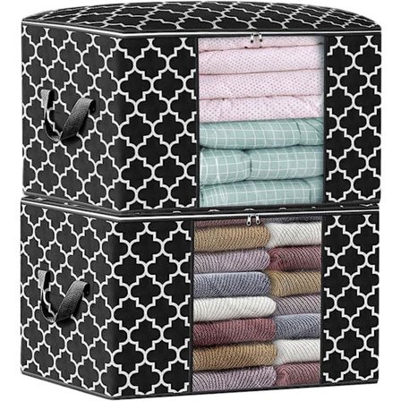 2 stk. 102L Stor Opbevaringspose, Ekstra Stor Flyttepose med Lynlåse til Flytning, Robust Pladsbesparende Pose Under Sengen