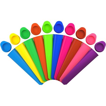 10-pack silikonformar för glasspinnar, isglassformar med lock, livsmedelskvalitet, BPA-fria - glasspinnetillverkare för dina barn (10-pack, färgglada)