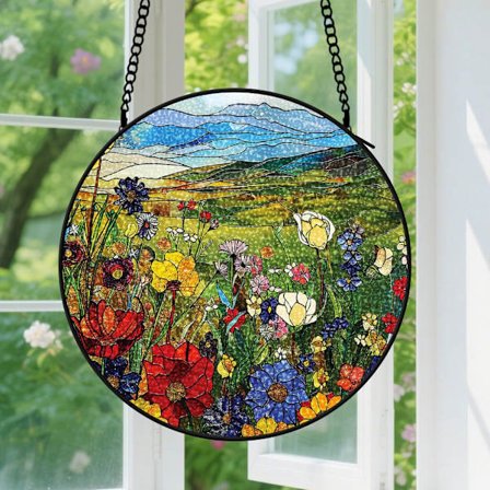 Niittykukkien niitty roikkuva ikkuna koriste - Koristeellinen ikkunakoriste ulko- ja sisätiloihin naisille ja miehille, romanttiseen kodin 