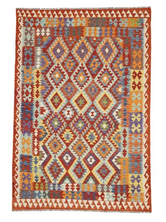 Kilim Afghan Old Style Rug 202X298 Dark Red/Brown Wool, Afghanistan