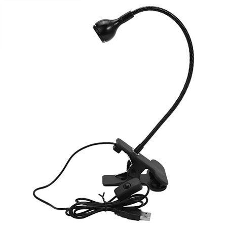 Flexibel USB LED Läslampa med Svanhals Bärbar Bordsdator Clip Lampa Kall Vit 1W Svart