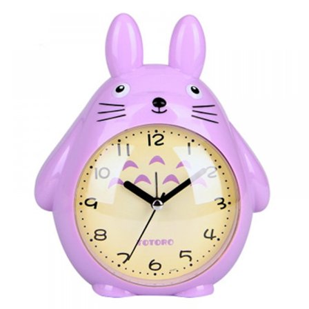 SAYTAY Vækkeure til soveværelser, tegnefilmsvækkeur Totoro vækkeur natlys, studerendes børns hjemmedekorationsbordur (lilla)