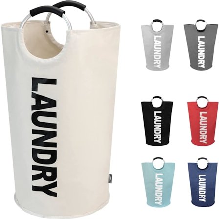 82L stor vasketøjskurv, foldbar vasketøjstaske, uafhængig høj vasketøjskurv, hvid