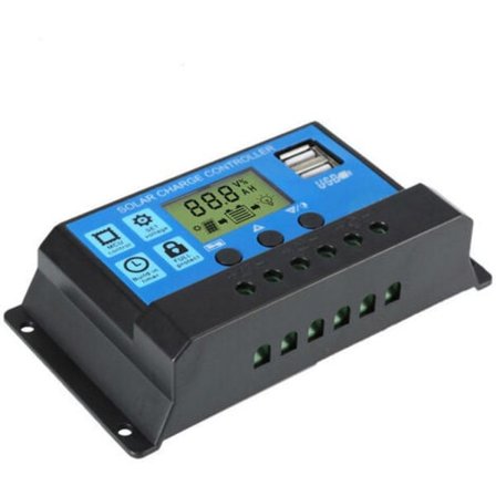 MPPT solcellelader med LCD-skjerm 12V/24V Dual USB solcellepanel Smart batterilader 10A arbeidsstrøm