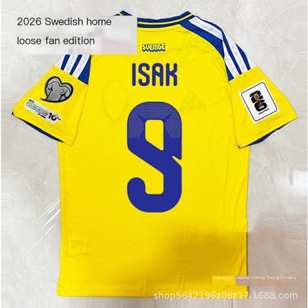 2026 FIFA World Cup-kvalifikationskampe Kit Sveriges landsholdstrøje nr. 9 ISAK