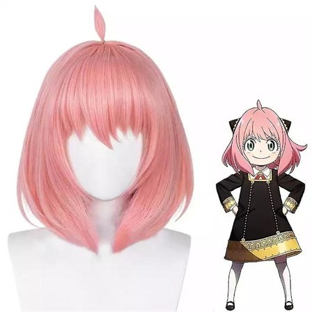 Kvinders Spyfamily Anya Rosa Bob Kort Hår Paryk Cosplay Party Fuld Hoved Paryk