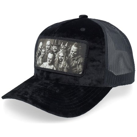 Scenes - Family Horror Velvet Black/Black A-frame Trucker Trucker Black Cap - @ Hatstore