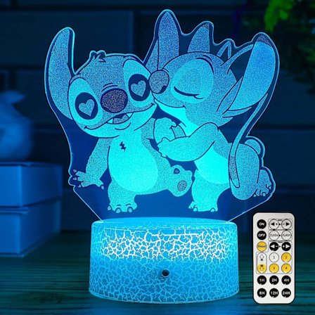 Stitch Gave til Piger Stitch Natlys med Timer Fjernbetjening & Smart Touch 7 Farver Skiftende Dæmpbar Stitch Lampe Cool Værelsesindretning Sengelampe