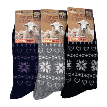 Wool Socks, Size 35-40, WOMAN, 3-PACK