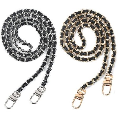 Reservedele til taskekæde, 120 cm, håndtaskerem med spænder, PU-læder metal håndtaskerem, reservedele til metalrem til damehåndtasker - guld og sølv