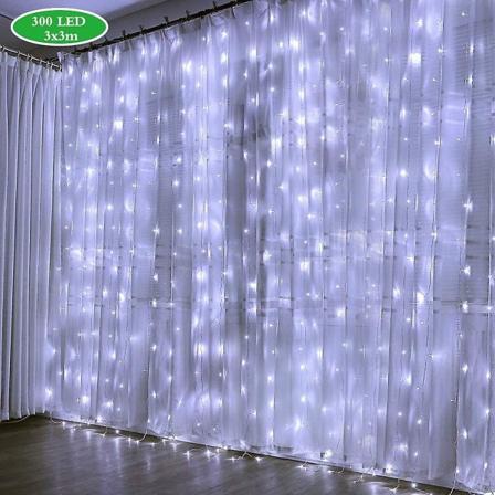Yue Gang Verhot Valot 300 Led Verho Valo Ketju Valot 8 Valo Tilaa, Ip44 Vedenkestävä, Koti Sisustus, Ikkuna Koristelu, Joulu, Hää, Syntymä