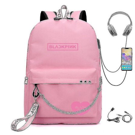 Blackpink Rygsæk Usb Genopladelig Rygsæk Studerende Skole Taske DB