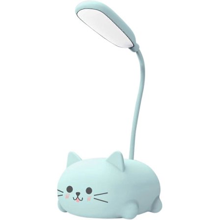 Skrivebordslampe for barn, søt katte LED-bordlampe med fleksibel arm, USB-oppladbar bordlampe, øyebeskyttelse, leselampe, tegneserie Kawaii (FMY)