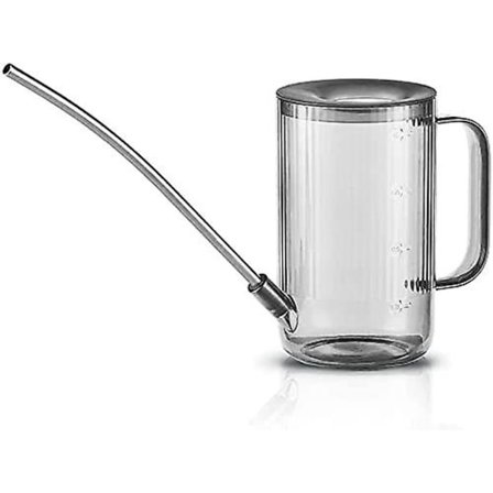 Blomsterkande, lille vandkande, rustfrit stål lang næse vandkande, indendørs plante vandkande, gennemsigtig plastik vandkande, grå