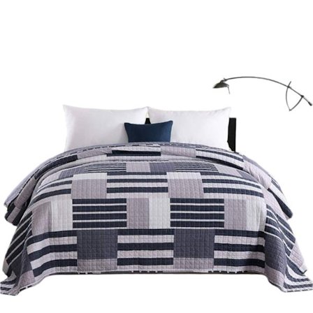 Rootz Daily Filt Bed Appvision - Patchwork Throw - Microfiber Quilt - Soft Comfort - Blue & White - 150 x 200 cm