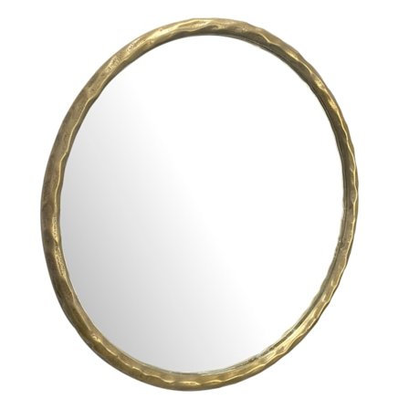 Rootz rund väggspegel - Guldram - Handgjord - Dekorativ - 60cm x 60cm x 4cm - Glasspegel - Målad järnram