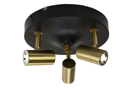Aneta Lighting GUSTO 3-SPOT plate, svart/messing, 3 x 5W LED