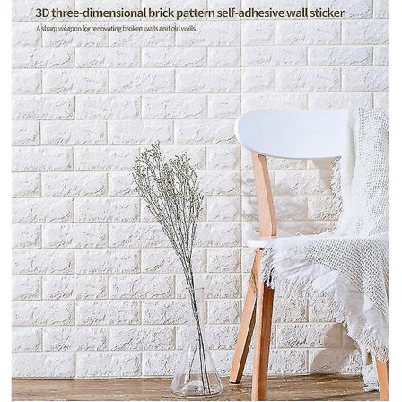 3D Veggpanel i Tapet - Selvklebende - Moderne Veggbelegning i Steinstil - Rask & Enkel Installasjon (1 stk, Hvit)