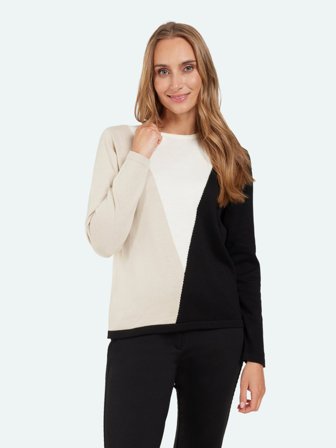 SIGNATURE - Strik - Beige / Sort