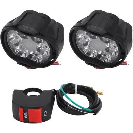 2 st 6 LED-lampstrålkastare Universal Scooter Dimljus Spotlight 10W 1000Lm + Strömbrytare Vit Billampa 6000K Drl