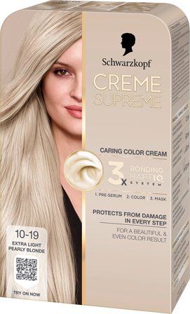 Schwarzkopf Creme Supreme Caring Color Creme 10-19 Ultra Light Pearly Blonde, Hår, Hårfarve, Permanent Hårfarve