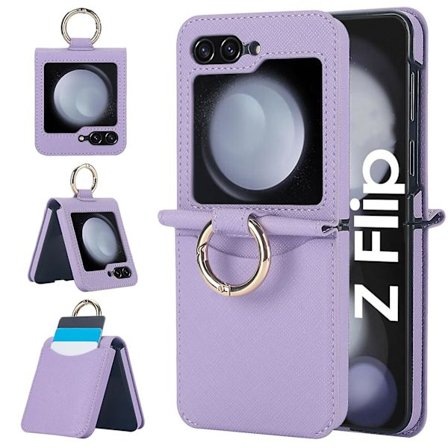 Z Flip 6 -lompakko-kotelo, RFID-suojaava korttipidike, nahkainen iskunkestävä kotelo Samsung Galaxy Z Flip 6:lle renkaalla