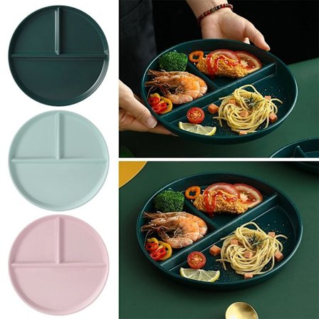 Tallerken med 3 seksjoner Runde mattallerkener i plast