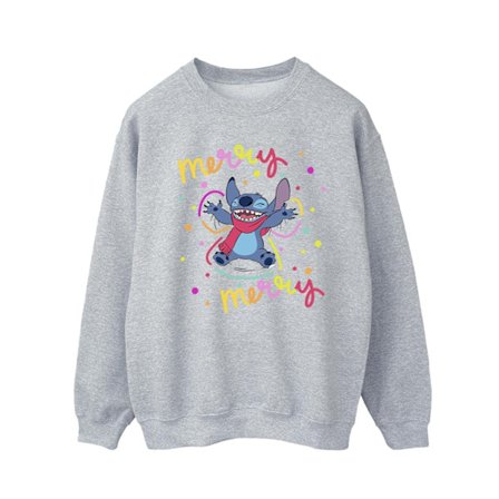 Disney Herr Lilo & Stitch Merry Rainbow Sweatshirt L Sports Grå