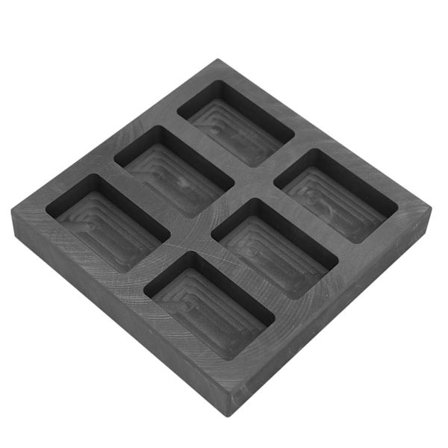 Grafiittiharkkomuotti, korkea puhtaus, kuusi reikää, kulutusta kestävä, korkean lämpötilan kestävä, kulta-, hopea-, kupari- ja grafiittiharkkomuotti