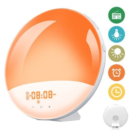 Lollanda Väckarklocka med Wake-up Light och FM-radio, Soluppgångs-/Solnedgångssimulering - Morning Wake-up Light - Väckningslampa