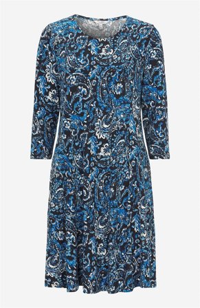 Cellbes of Sweden - Jersey-kjole med lommer i blå / paisley for damer i størrelse 38/40