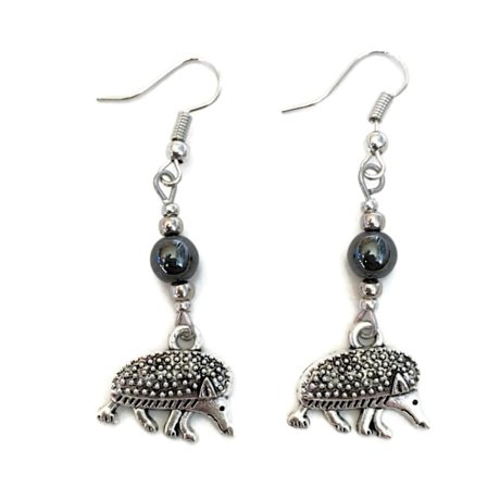Earrings - Hedgehog - Hematite